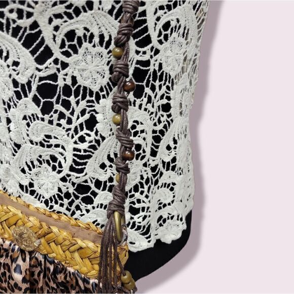 Cappelli Straworld Leopard Print Shoulder Bag Purse Tote Boho Hippie Cro… - Picture 3 of 9